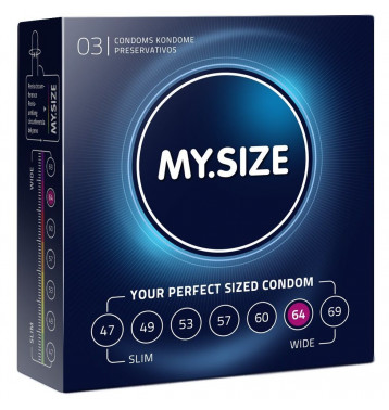 Классические латексные презервативы «My.Size», размер 64, упаковка 3 шт.