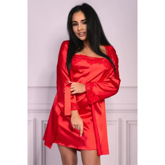 Пеньюар, сорочка  и трусики "Jacqueline" красный