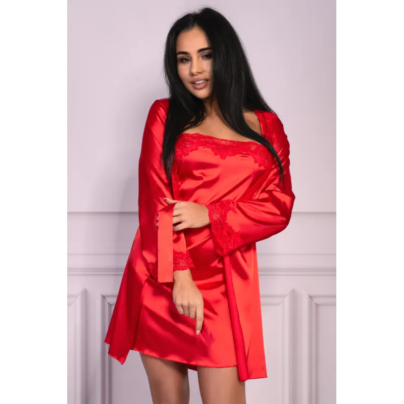 Пеньюар, сорочка  и трусики "Jacqueline" красный