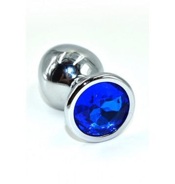 Серебряная анальная пробка с тесно-синим кристаллом