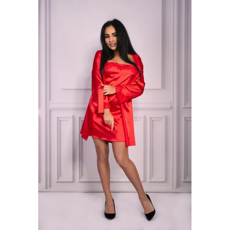 Пеньюар, сорочка  и трусики "Jacqueline" красный