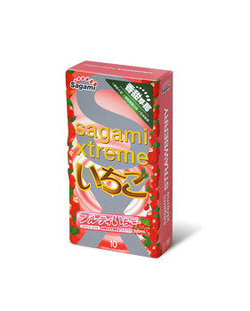 Презервативы SAGAMI Xtreme Strawberry 10шт. латексные со вкусом клубники