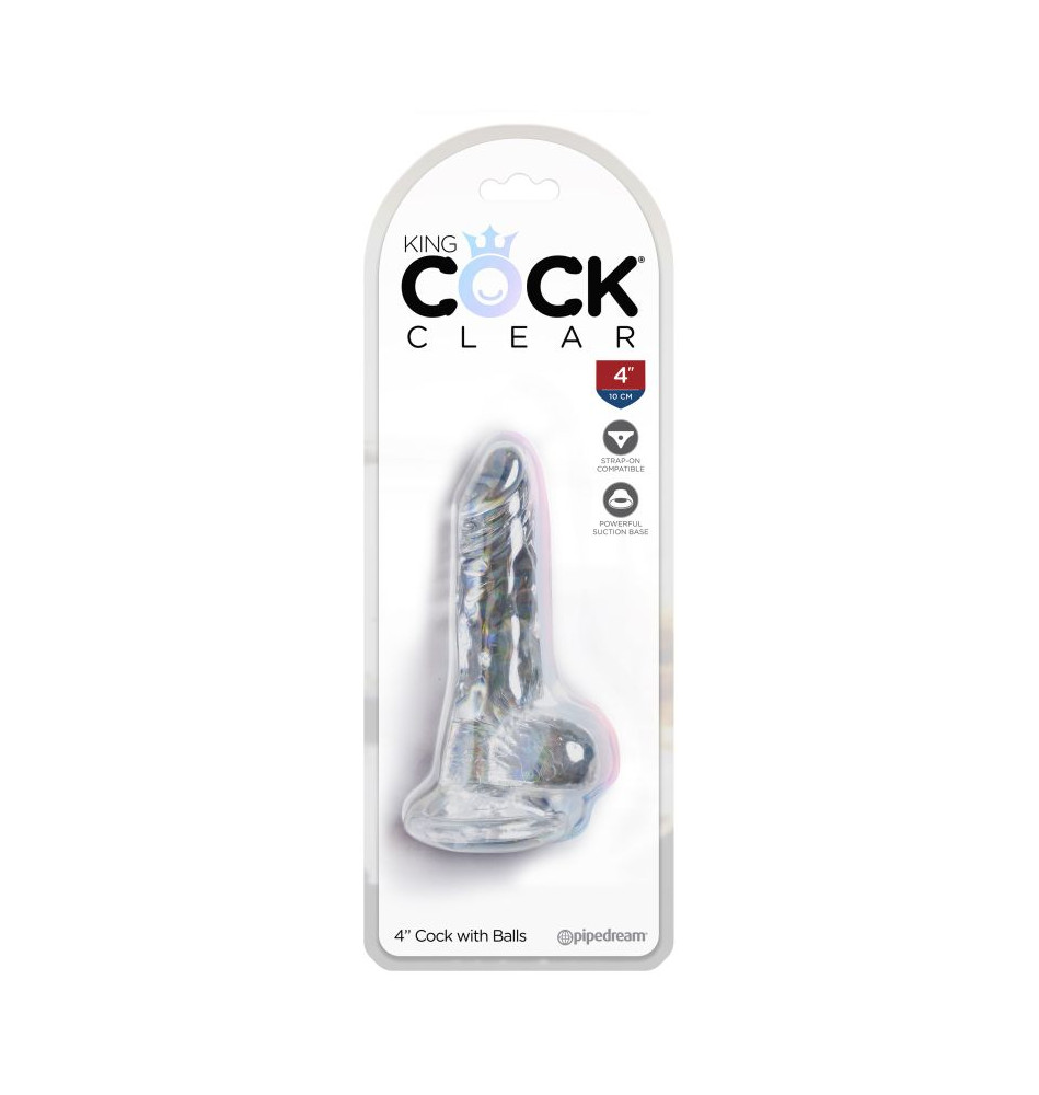 King Cock Clear 4 Cock with Balls Прозрачный фаллоимитатор с мошонкой и присоской