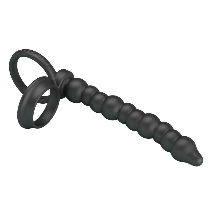 Эрекционное кольцо с анальными бусами