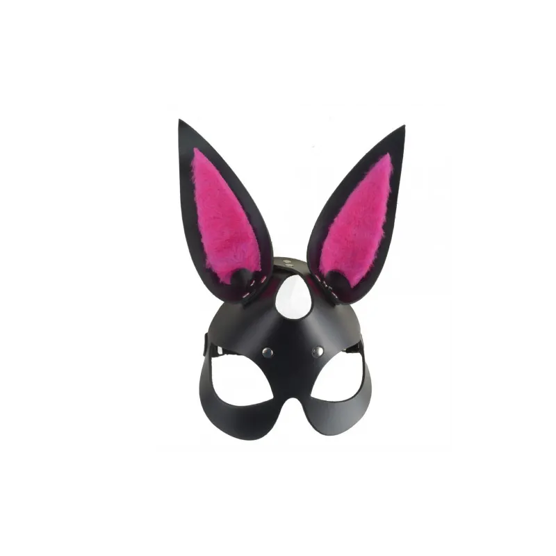 Маска Зайка черно-розовая