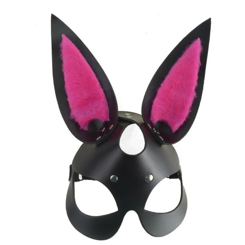 Маска Зайка черно-розовая