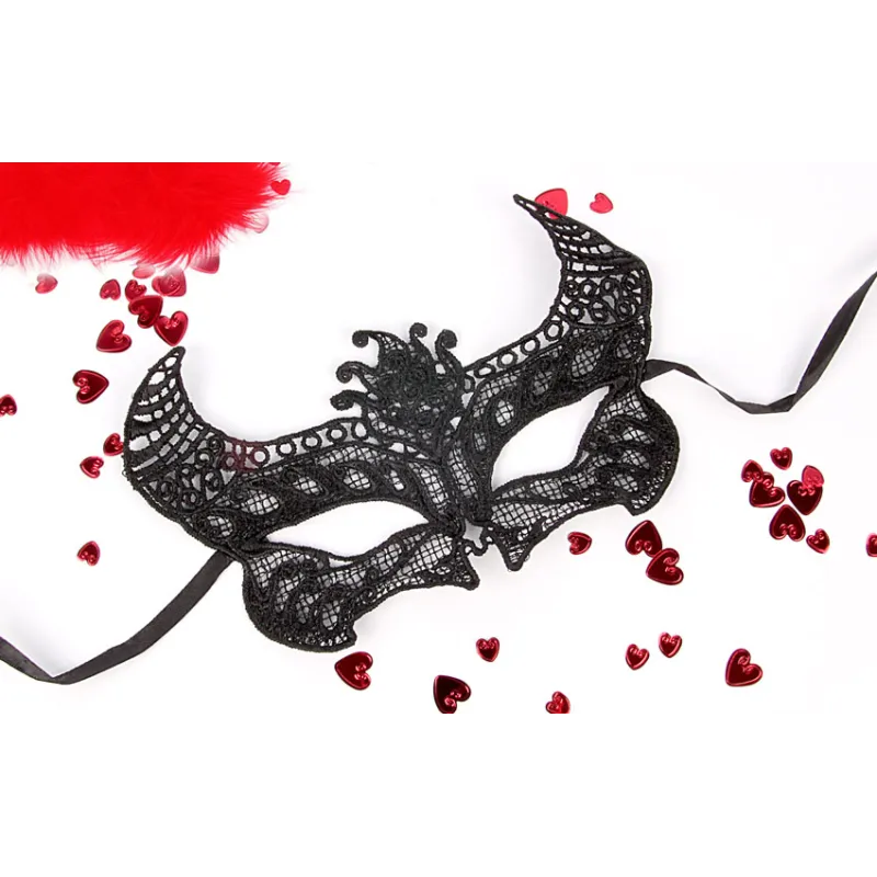 МАСКА АЖУРНАЯ "МИШЕЛЬ" цвет чёрный, текстиль