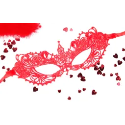 МАСКА АЖУРНАЯ "КЭРОЛИН" цвет красный, текстиль