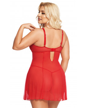 Красная полупрозрачная сорочка Berta, размер XL