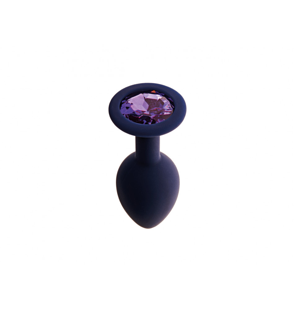 Анальная пробка с кристаллом Gamma, цвет Черничный + фиолетовый кристалл, размер L