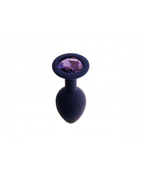 Анальная пробка с кристаллом Gamma, цвет Черничный + фиолетовый кристалл, размер L