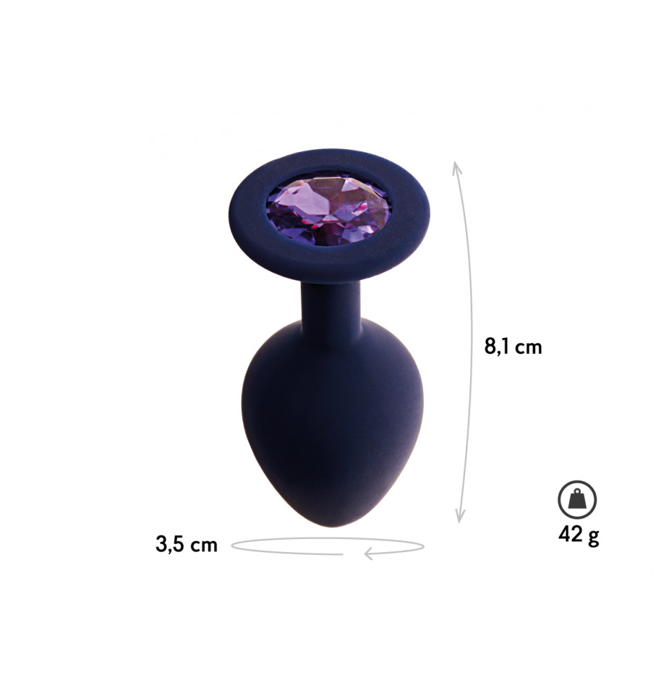 Анальная пробка с кристаллом Gamma, цвет Черничный + фиолетовый кристалл, размер M
