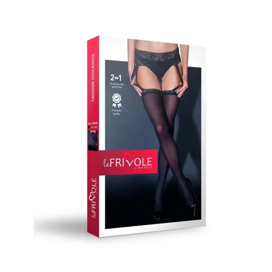 Чулки черные с кружевным поясом (Sense)