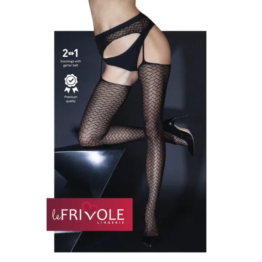 Чулки с поясом и рисунком зигзаг (Sense)