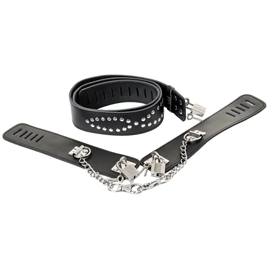 КОМПЛЕКТ БОНДАЖНЫЙ TOYFA THEATRE ,КОЖАННЫЙ