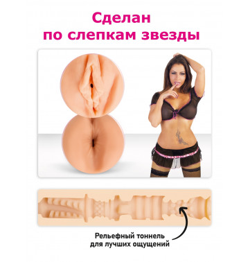 Двухсторонний мастурбатор с вибрацией копия вагины и ануса Елены Берковой - ФлешНаш