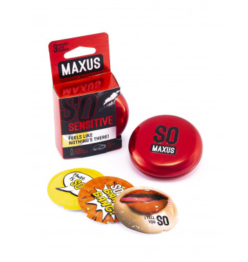 Ультратонкие презервативы в металлическом боксе MAXUS Sensitive - 3 шт.