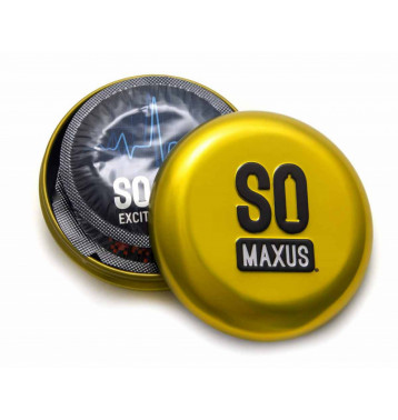 Презервативы с точками и рёбрами в металлическом боксе MAXUS Special - 3 шт