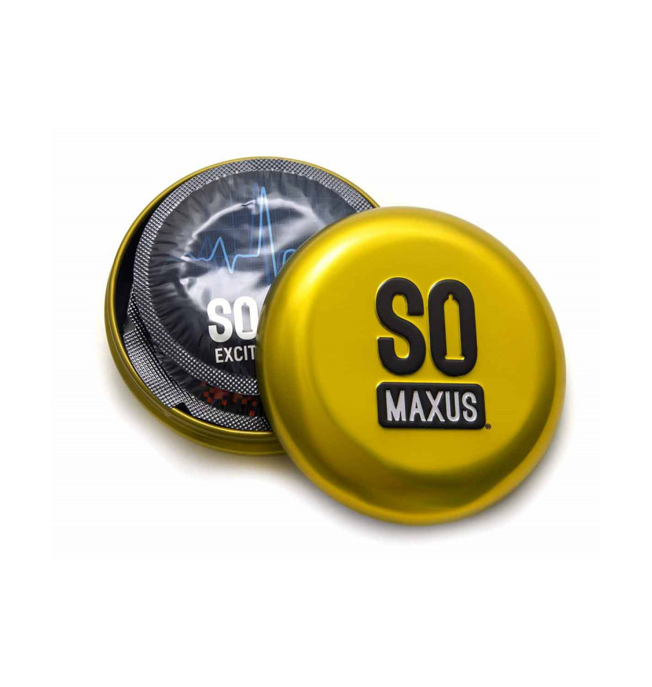 Презервативы с точками и рёбрами в металлическом боксе MAXUS Special - 3 шт