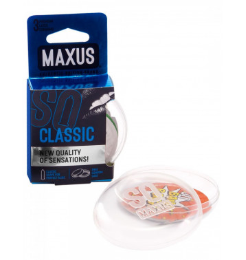 Классические презервативы в пластиковом кейсе MAXUS Classic - 3 шт.
