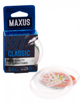 Классические презервативы в пластиковом кейсе MAXUS Classic - 3 шт.