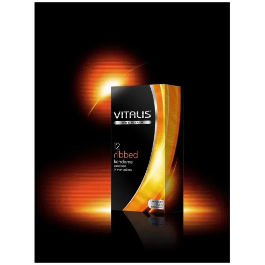 Презервативы VITALIS PREMIUM №12 ribbed - ребристые (ширина 52mm)
