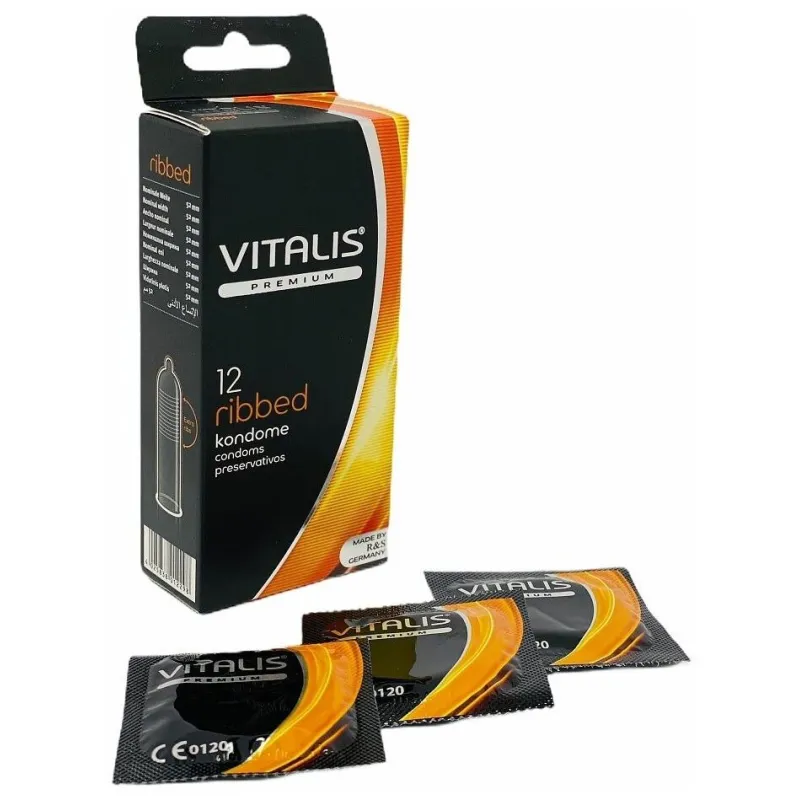 Презервативы VITALIS PREMIUM №12 ribbed - ребристые (ширина 52mm)