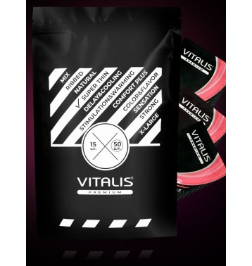 Презервативы Vitalis Premium sensation (12+3 шт) с кольцами и точками