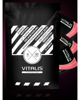 Презервативы Vitalis Premium sensation (12+3 шт) с кольцами и точками