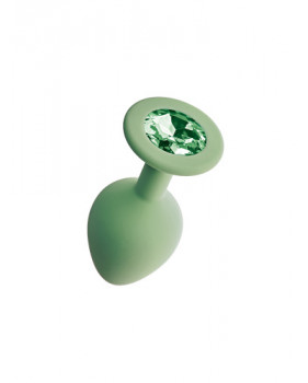Анальная пробка с зеленым кристаллом Gamma, цвет салатовый (M)
