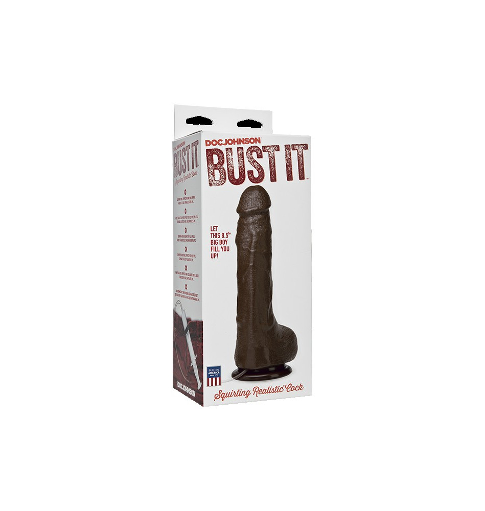 Фаллоимитатор реалистик на присоске с семяизвержением Bust It - Squirting Realistic Cock - Chocolate