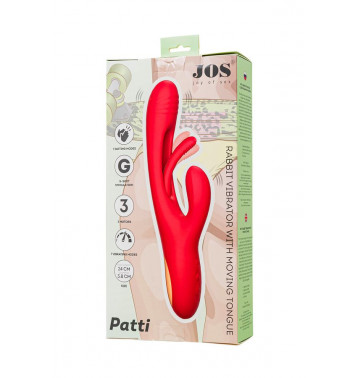 Виброкролик с двигяющимся язычком JOS Patti, силикон, красный, 24 см