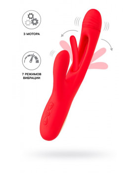 Виброкролик с двигяющимся язычком JOS Patti, силикон, красный, 24 см