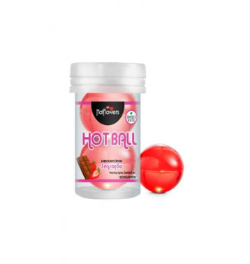 Лубрикант AROMATIC HOT BALL на масляной основе в виде двух шариков с ароматом клубники в шоколаде.