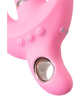Вибратор поворотный c клиторальным стимулятором JOS Twistme, силикон, розовый, 19,5 см