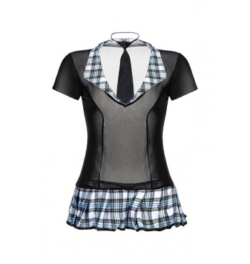 Костюм школьницы Candy Girl Micki (топ, галстук, стринги), черно-синий, OS