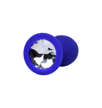 Анальная втулка ToDo by Toyfa Brilliant, силикон, синяя, с белым кристаллом 7 см, Ø 2,8 см, 26 г