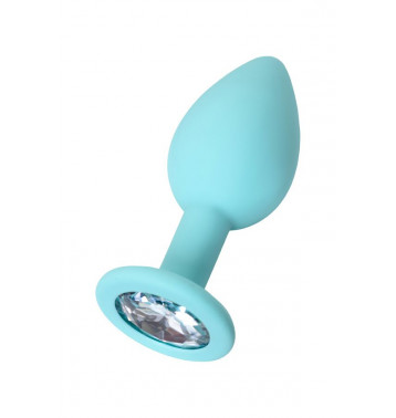 Анальная втулка ToDo by Toyfa Brilliant, силикон, голубой, с белым кристаллом, 7 см, Ø 2,8 см, 26 г