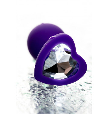 Анальная втулка ToDo by Toyfa Diamond Heart, силикон, фиолетовая, 7 см, Ø 2,8 см