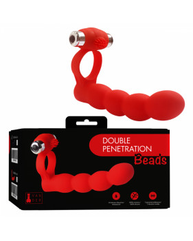 Вибронасадка Vander "Double Penetration Beads", Красный