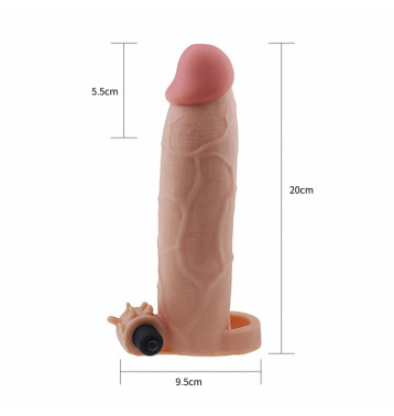 Насадка на пенис с вибропулей LV1066 "Pleasure X Tender Vibrating Penis Sleeve", Светлый