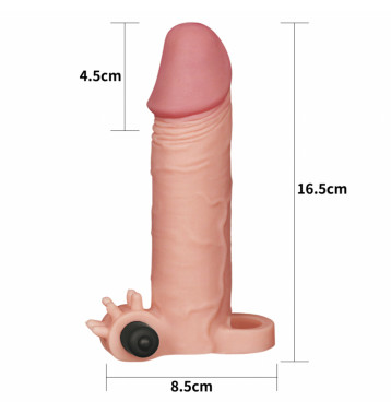 Насадка на пенис с вибропулей LV1062 "Pleasure X Tender Vibrating Penis Sleeve", Светлый