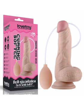 Фаллоимитатор с эякуляцией "Soft Ejaculation Cock With Ball 8", Светлый