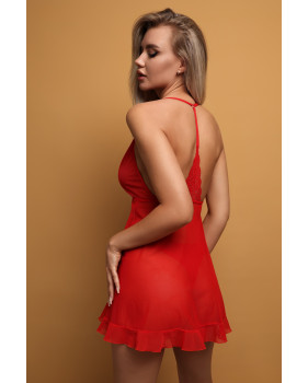 Романтичная сорочка с кружевом и застёжкой спереди красная (L/XL)