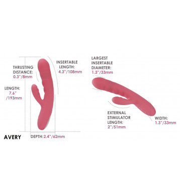 Avery Возвратно-поступательный вибратор со стимулятором клитора, розовый