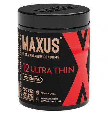 Презервативы Ультратонкие «Ultra Thin №12», 12 шт, Maxus