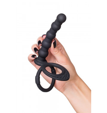 Насадка на пенис для двойного проникновения Black&Red by TOYFA, силикон, черная, 19,5 см