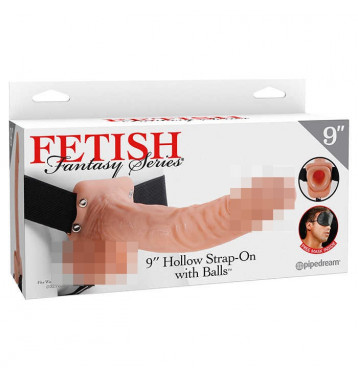 9 Hollow Strap-On with Balls Фаллопротез мужской полый