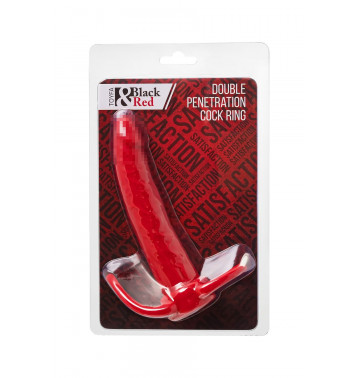 Насадка на пенис для двойного проникновения Black&Red by TOYFA , силикон, красный, 16,5 см
