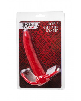 Насадка на пенис для двойного проникновения Black&Red by TOYFA , силикон, красный, 16,5 см